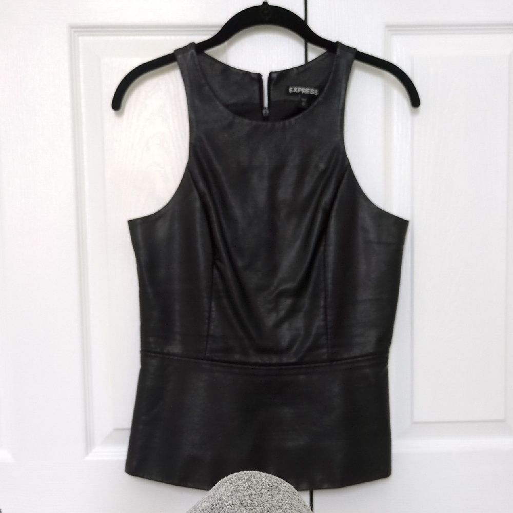 Express Black Faux Leather Sleeveless Top